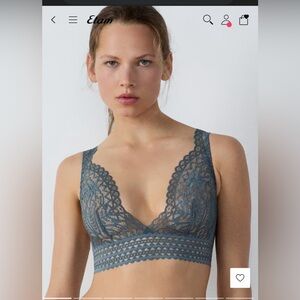 Etam Triangle Lace Bralette No 8 in Anthracite , size 32DD